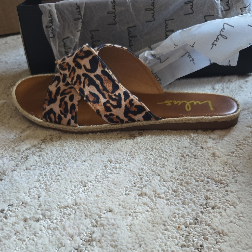 NWB, Lulus, Leopard Print Women's Sandals, Sz. 8